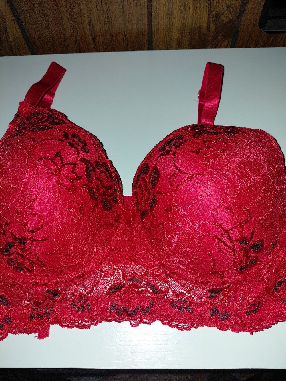 Underwire Lace Longline Bra in Red IS VERY GOOD